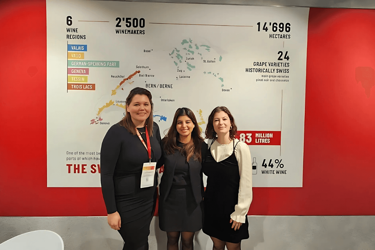 Malvika Patel with Océane Gex and Fiona Vaucher, Swiss Wine